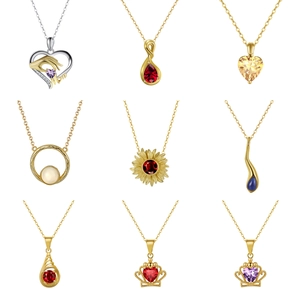Collection of bohemian crystal necklaces featuring silver heart and crown pendants