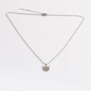 Polished stainless steel devil emoji pendant with adjustable O-chain necklace