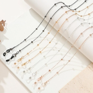 Versatile metal beaded eyewear and mask chains in gold, silver, black, and rose gold finishes