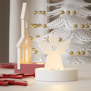 Weihnachts-Engel und Kirche Harzform-Set mit Herz-Ausschnitt und Kerzenhaltern