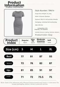 Size chart detail for slim fit maternity dress showing fabric and measurements