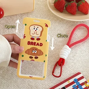 Niedlicher Cartoon Brot Ausweishalter mit abnehmbarem gelbem ABS Schutzetui und Lanyard