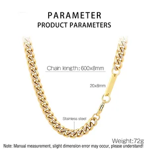 Technical drawing of gold and silver cuban chain with dimensions and polished plate details