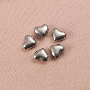 Lot de 5 breloques cœur en acier inoxydable poli pour la création de bijoux en argent