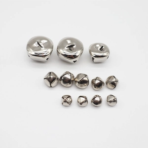 Detailed close-up showing various sizes of nickel-plated silver bells in high resolution