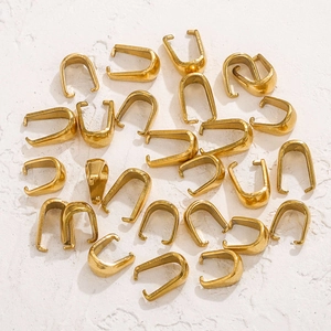 Bulk gold plated stainless steel pinch bails for pendant DIY jewelry making craft supplies