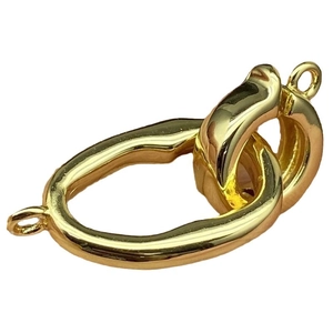 S925 sterling silver interlocking double ring necklace clasp in polished gold finish