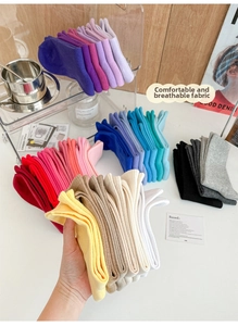 Detail of colorful cotton crew socks showing soft knit texture and vibrant candy colors