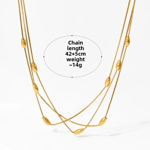 Détails du collier multicouche doré avec longueur de 42+5cm et poids d'environ 14g
