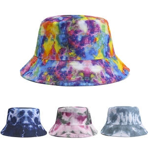 Tie Dye Polyester Bucket Hat Flat Top Wide Brim Sun Protection Outdoor Summer Streetwear Fisherman Hat For Women Men