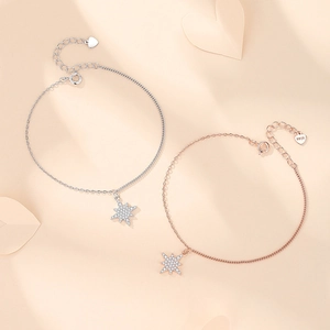 Sparkling S925 sterling silver star bracelets in silver and rose gold finishes