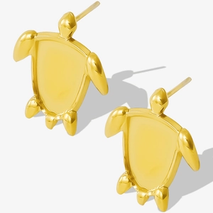 Sea Turtle Stud Earrings 304 Stainless Steel Vacuum Plating Animal Shaped Minimalist Polished Fashion Accessories For Women