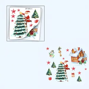 Dimensioni dei fogli di adesivi natalizi con Babbo Natale, pupazzo di neve e alberi