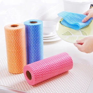 Disposable Kitchen Cleaning Cloth Non-woven Fabric Wave Pattern Water Absorbent Multipurpose Dishcloth Dry Wet Daily Use