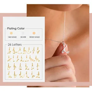 Initial Alphabet Heart Pendant Necklace Stainless Steel Minimalist Personalized Letter Jewelry For Women Adjustable Chain