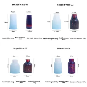 Tableau des tailles pour moules à vase rayés en silicone et dimensions des produits