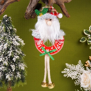 Weihnachtsmann-Stoffanhänger mit rotem Ring, Glocken und Frohe Weihnachten-Text