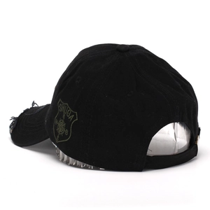 Casquette vintage noire délavée avec broderie SINUGA et sangle arrière réglable