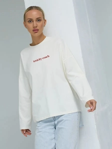 Witte katoenen longsleeve met Toxicity Coach pinguïnprint en losse, comfortabele pasvorm