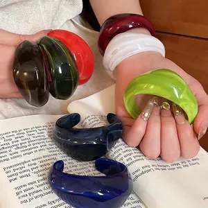 Irregular Open Bangle Acrylic Resin Bracelet Chunky Wide Minimalist Vintage Fashion Jewelry Accessories For Women