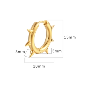 Detailed dimensions of gold punk spike hoop earrings with 20mm outer diameter size