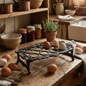 Gietijzeren Eierhouder Dienblad Retro Landelijke Stijl Keuken Aanrecht Opslag Organizer Metalen Decoratieve Display Rack