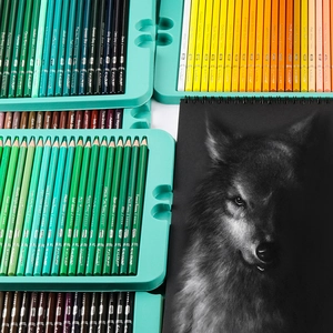 Macro view of KALOUR 240 professional colored pencils showing vibrant colors and wood texture