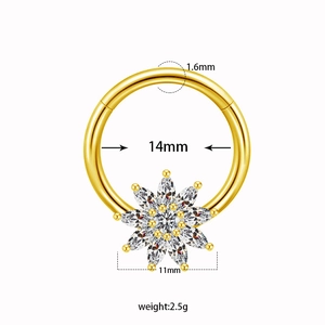 Detailansicht des Herz-Brustwarzenrings mit 1,6 mm Dicke und 14 mm Innendurchmesser Angaben