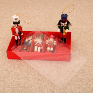 Five-piece set of wooden Nutcracker soldier ornaments in a red decorative gift box