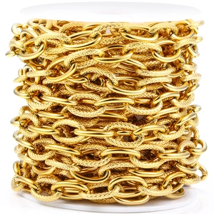 Goldene Edelstahl DIY-Schmuckkette auf Rolle mit strukturierten Gliedern zum Basteln