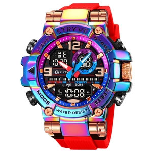 Men Sports Waterproof Watch Luminous Dual Display Digital Analog Wristwatch TPU Strap Outdoor Multifunctional Watch