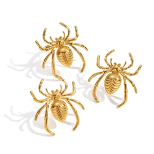 Unique gold spider-shaped statement ring featuring intricate textures and polished finish