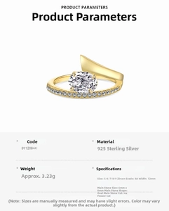 Detailed close-up showing 18K gold-plated S925 silver ring with 8A oval zircon setting