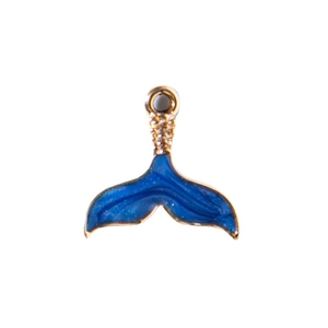 Colorful fish tail pendant with blue enamel and golden alloy frame for DIY jewelry