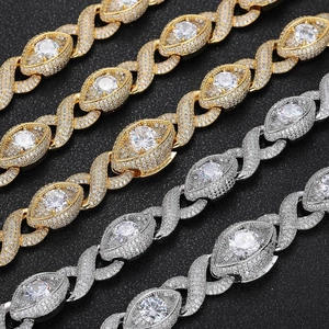 Hip hop cuban link chain necklaces in gold and silver finish with full zircon inlay