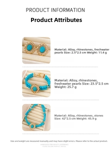 Vue détaillée d'une parure vintage en turquoise incluant collier, bracelet et boucles