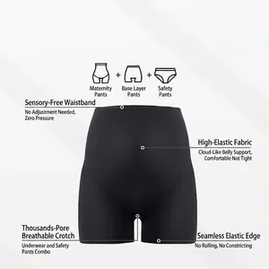 Short de maternité taille haute sans couture avec maintien du ventre et tissu respirant extensible