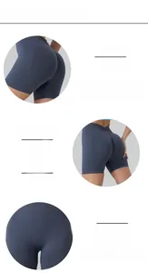 Vue détaillée du short de yoga sans couture taille haute montrant le tissu et l'effet liftant