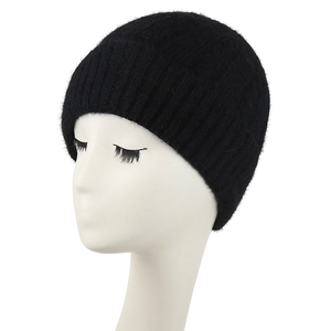 Damen Strickmütze in Schwarz mit dickem Fleece-Futter für warme Wintertage