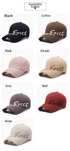 Collage of vintage distressed baseball caps showing 7 colors with 3D letter embroidery