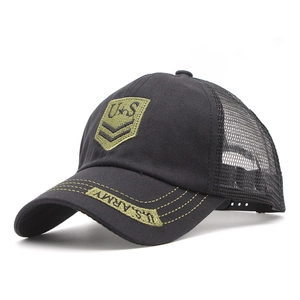 Casquette trucker U.S. Army en coton noir avec maille filet et broderie militaire