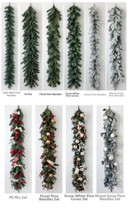 Close-up of 135cm Christmas garland with pine cones and PE needles in various styles