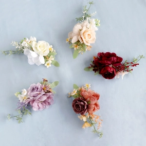 Artificial flower corsages in five elegant colors for weddings and formal banquet events
