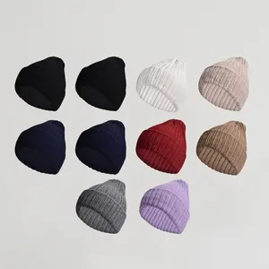 Unisex Solid Color Ribbed Knit Beanie Hat For Men Women Winter Warm Acrylic Cuffed Skull Cap Soft Casual Outdoor Daily Wear