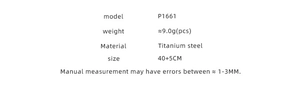 Detailed specifications of the titanium steel conch necklace with size and weight info
