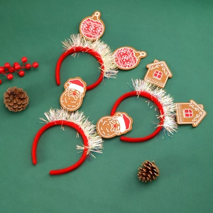 Serre-Têtes De Noël Paillettes Guirlandes Franges Père Noël Maison En Pain D'Épice Accessoires Cheveux Fête
