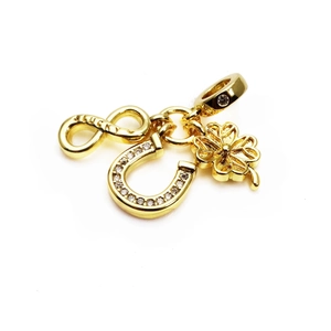Gold pendant set with micro-inlaid zircon lucky symbols and lucky engraving
