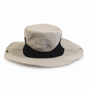 Chapeau de soleil d'extérieur kaki respirant avec maille et mentonnière réglable
