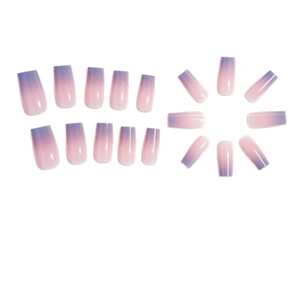 Set de 24 faux ongles longs carrés avec dégradé du violet foncé au rose clair