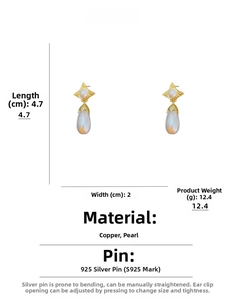 Dimensions détaillées des boucles d'oreilles perles vintage avec mesures de taille